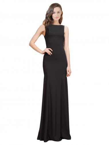 Long Black Sleeveless Mermaid Open Back Prom Dress / Bridesmaid Dress Canberra