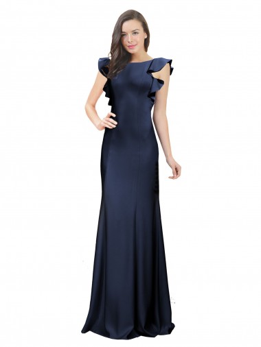 Long Dark Navy Sleeveless Mermaid Keyhole Back Prom Dress / Bridesmaid Dress Canberra