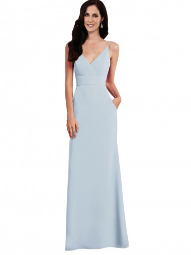 Long Light Sky Blue Sleeveless Trumpet V-Back Formal Dress / Bridesmaid Dress Canberra