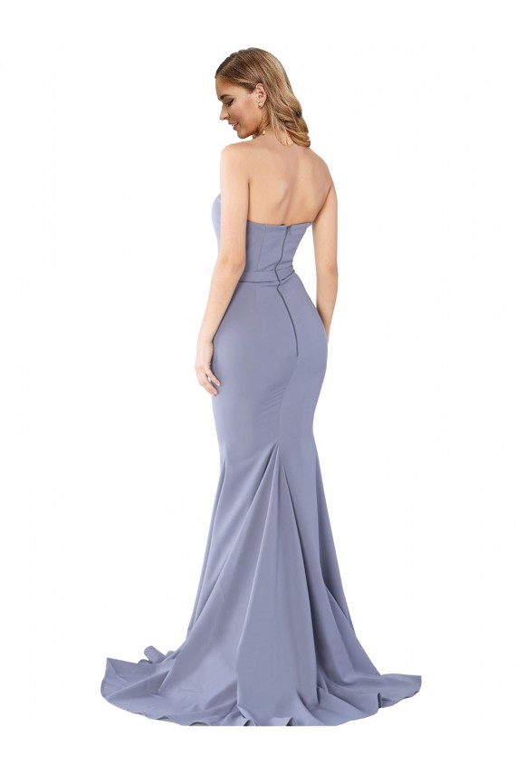 Long Smoke Blue Sleeveless Mermaid Low Back Formal Evening Gown / Prom Dress / Bridesmaid Dress Canberra