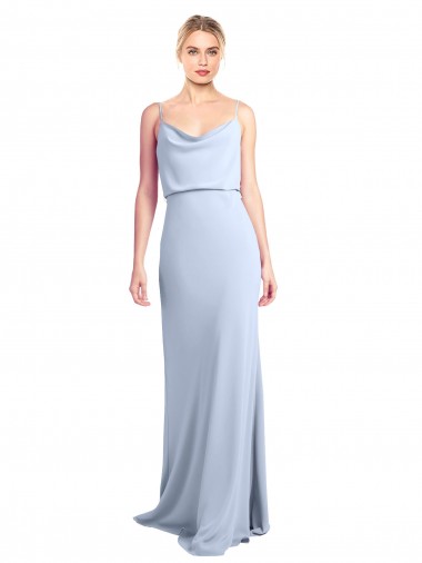 Long Light Sky Blue Sleeveless Sheath V-Back Formal Dress / Bridesmaid Dress Canberra