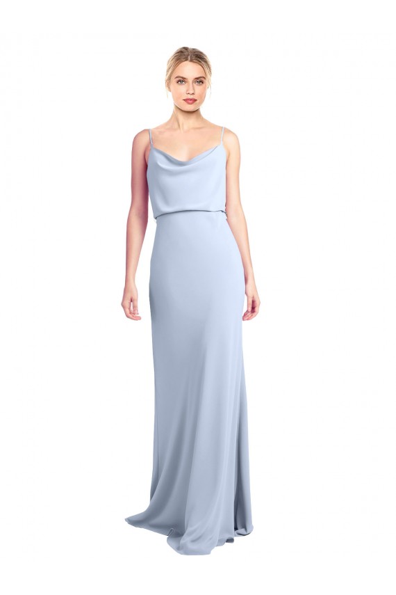 Long Light Sky Blue Sleeveless Sheath V-Back Formal Dress / Bridesmaid Dress Canberra