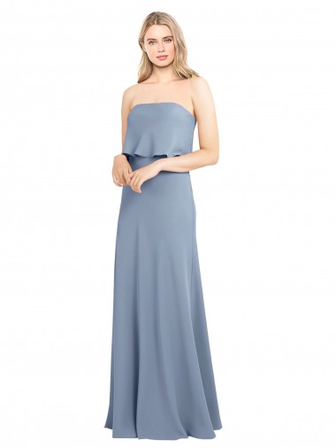 Long Smoke Blue Sleeveless Sheath Formal Evening Gown / Prom Dress / Bridesmaid Dress Canberra