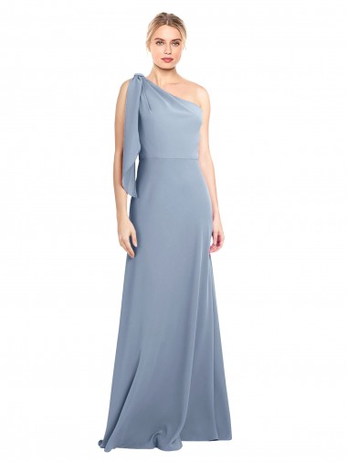 Long Smoke Blue Flutter Sleeves Sheath Formal Dress / Bridesmaid Dress Canberra