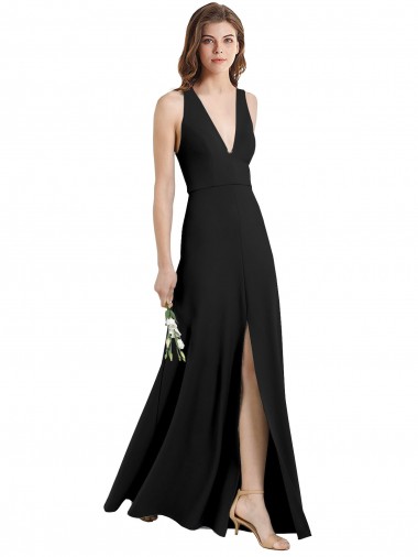 Long Black Sleeveless Sheath Front Slit Formal Evening Gown / Prom Dress / Bridesmaid Dress Canberra