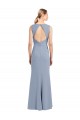 Long Smoke Blue Sleeveless Sheath Keyhole Back Bridesmaid Dress Canberra