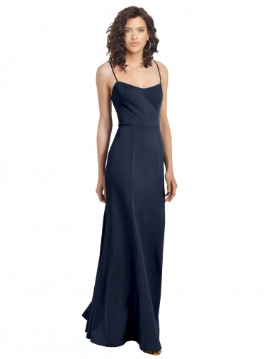 Long Dark Navy Sleeveless Sheath Low Back Formal Dress / Bridesmaid Dress Canberra