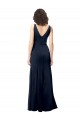 Long Dark Navy Sleeveless A-Line V-Back Stretch Crepe Formal Dress / Bridesmaid Dress Canberra