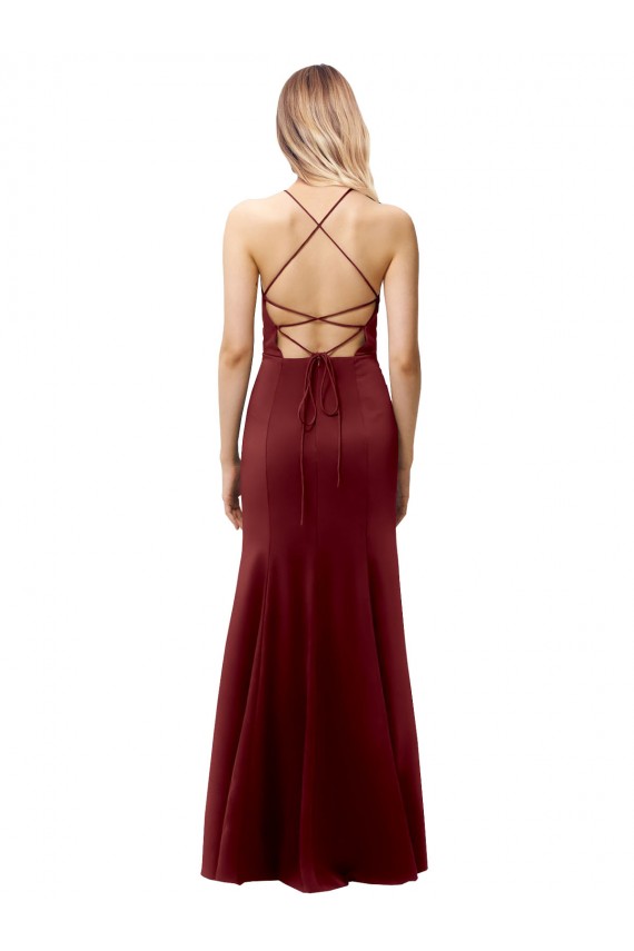 Long Burgundy Gold Sleeveless Mermaid Open Back Formal Evening Gown / Prom Dress / Bridesmaid Dress Canberra