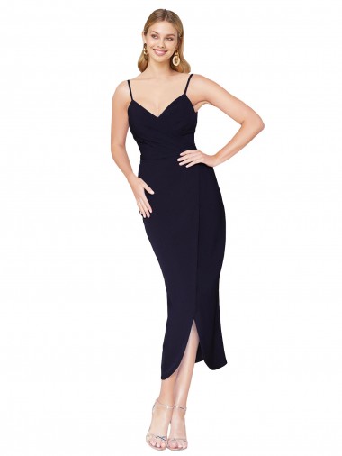 Knee Length Dark Navy Sleeveless Mermaid V-Back Formal Dress / Bridesmaid Dress Canberra