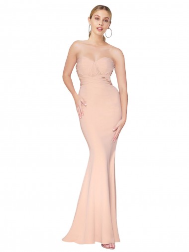 Long Nude Sleeveless Mermaid Formal Dress / Bridesmaid Dress Canberra