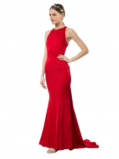 Long Red Sleeveless Mermaid Open Back Formal Evening Gown / Bridesmaid Dress Canberra