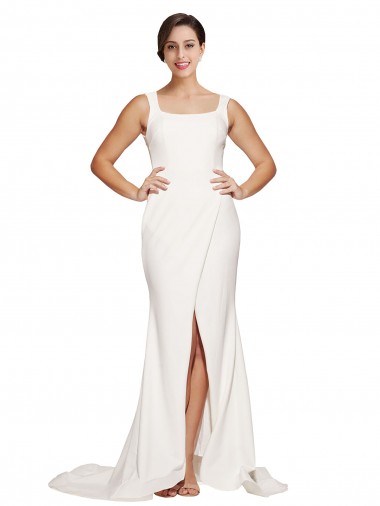 Sweep Train Ivory Sleeveless Sheath Low Back Semi Formal Evening Dress / Prom Dress / Bridesmaid Dress Canberra