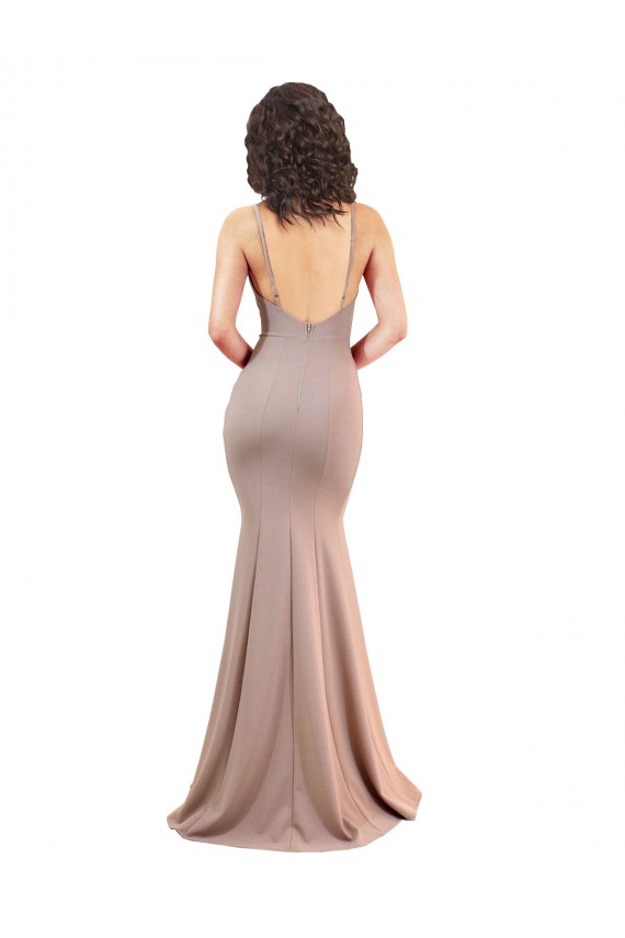 Long Dusty Pink Sleeveless Mermaid Low Back Black Tie Evening Gown / Prom Dress / Bridesmaid Dress Canberra