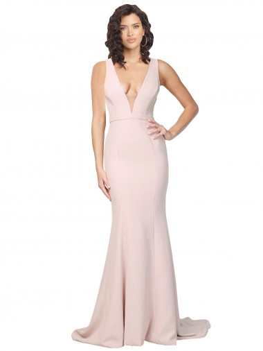 Sweep Train Pink Sleeveless Sheath V-Back Black Tie Evening Gown / Prom Dress / Bridesmaid Dress Canberra