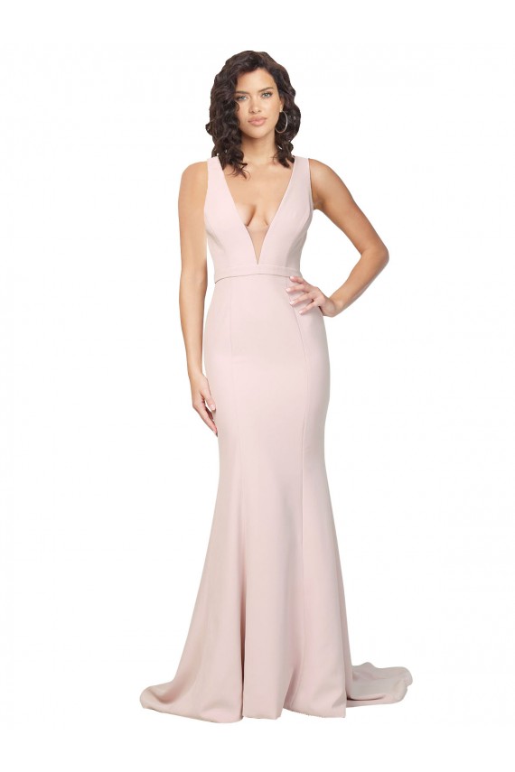 Sweep Train Pink Sleeveless Sheath V-Back Black Tie Evening Gown / Prom Dress / Bridesmaid Dress Canberra