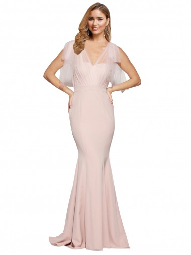 Long Mauve Sleeveless Sheath Low Back Formal Dress / Bridesmaid Dress Canberra