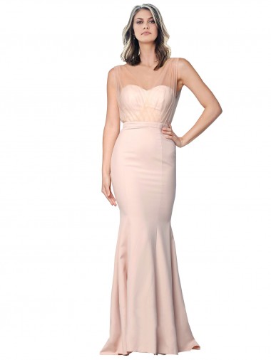 Long Nude Sleeveless Sheath Low Back Formal Evening Gown / Prom Dress / Bridesmaid Dress Canberra