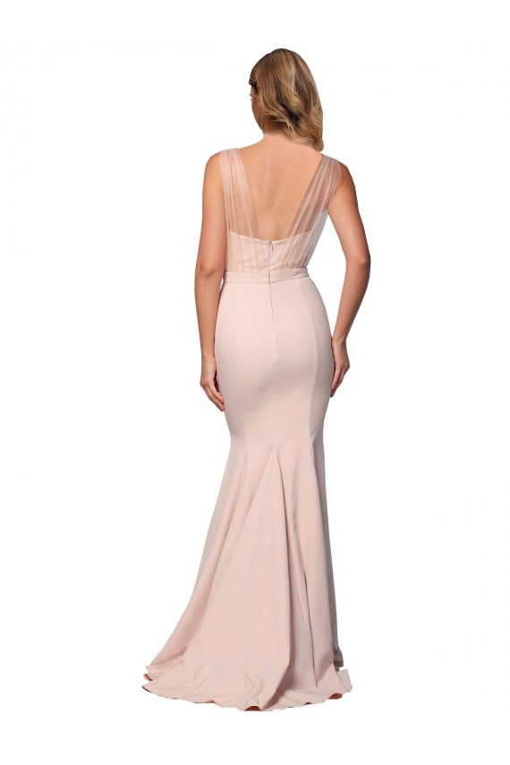 Long Nude Sleeveless Sheath Low Back Formal Evening Gown / Prom Dress / Bridesmaid Dress Canberra