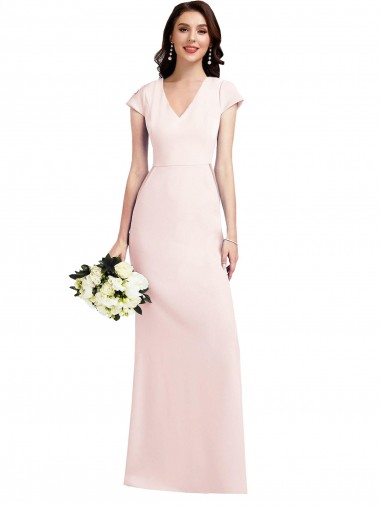 Long Pink Cap Sleeves A-Line Formal Evening Gown / Prom Dress / Bridesmaid Dress Canberra