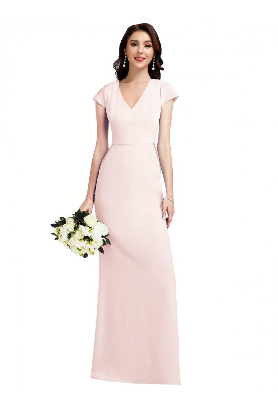 Long Pink Cap Sleeves A-Line Formal Evening Gown / Prom Dress / Bridesmaid Dress Canberra