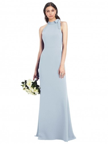 Long Light Sky Blue Sleeveless Trumpet Open Back Semi Formal Evening Dress / Prom Dress / Bridesmaid Dress Canberra