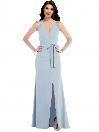 Long Light Sky Blue Sleeveless A-Line Open Back Formal Evening Gown / Prom Dress / Bridesmaid Dress Canberra