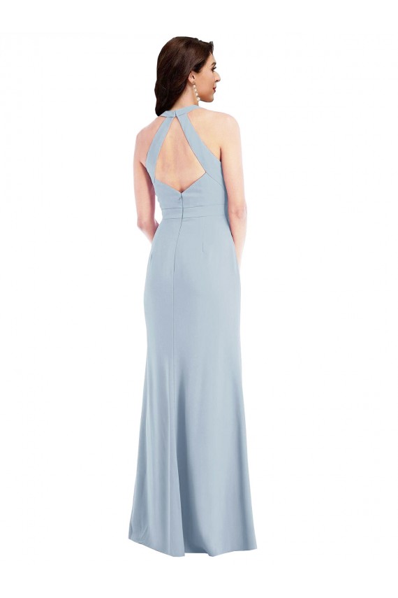 Long Light Sky Blue Sleeveless A-Line Open Back Formal Evening Gown / Prom Dress / Bridesmaid Dress Canberra