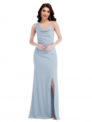 Long Light Sky Blue Sleeveless Trumpet Formal Dress / Bridesmaid Dress Canberra