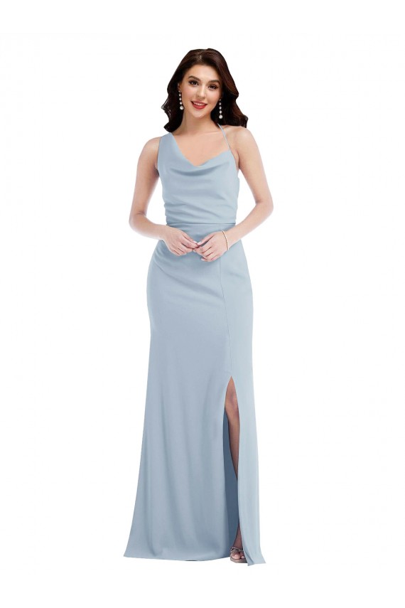 Long Light Sky Blue Sleeveless Trumpet Formal Dress / Bridesmaid Dress Canberra