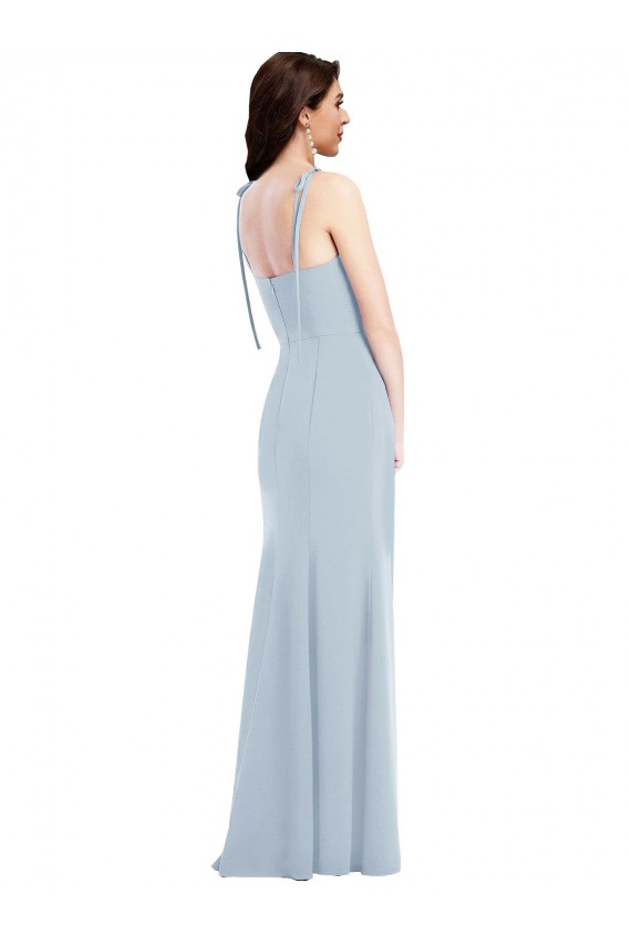 Long Light Sky Blue Sleeveless Trumpet Low Back Stretch Crepe Bridesmaid Dress / Formal Dress Canberra