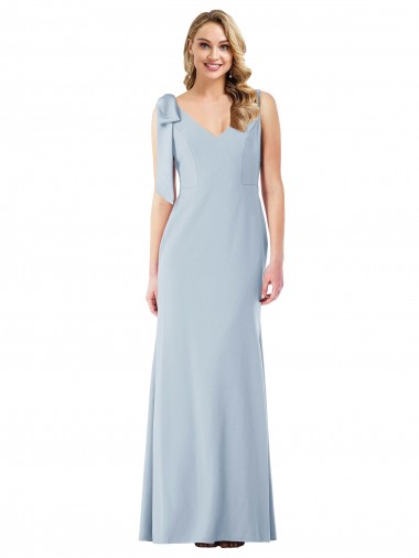 Long Light Sky Blue Sleeveless Trumpet V-Back Semi Formal Evening Dress / Prom Dress / Bridesmaid Dress Canberra