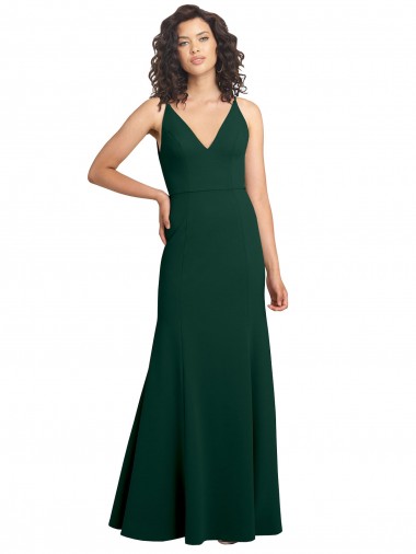 Long Midnight Green Sleeveless A-Line V-Back Formal Dress / Bridesmaid Dress Canberra