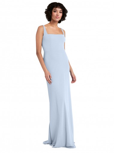 Long Light Sky Blue Sleeveless Sheath Prom Dress / Bridesmaid Dress Canberra