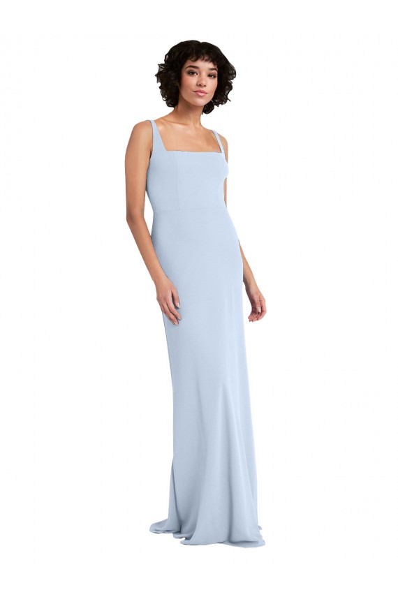 Long Light Sky Blue Sleeveless Sheath Prom Dress / Bridesmaid Dress Canberra