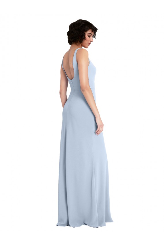 Long Light Sky Blue Sleeveless Sheath Prom Dress / Bridesmaid Dress Canberra