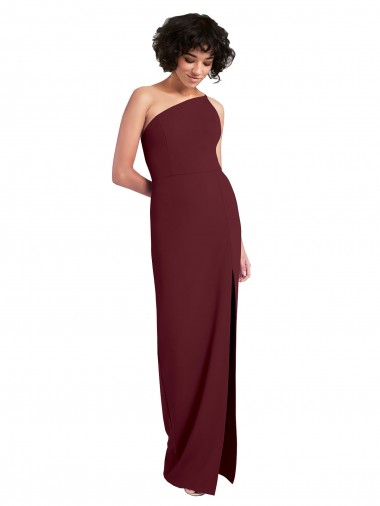 Long Burgundy Gold Sleeveless Sheath Daring Slit Formal Evening Gown / Prom Dress / Bridesmaid Dress Canberra