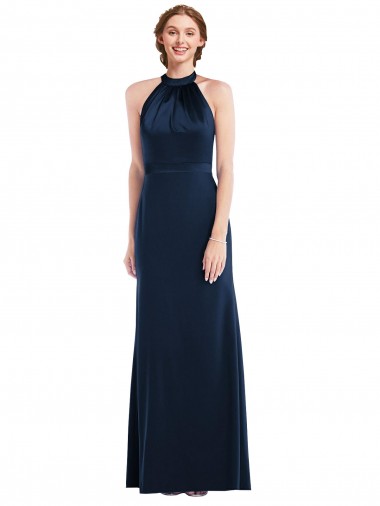 Long Dark Navy Sleeveless Trumpet Open Back Semi Formal Evening Dress / Prom Dress / Bridesmaid Dress Canberra