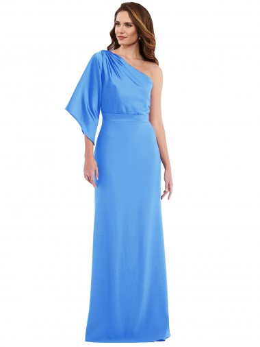 Long Peacock Blue Bell Sleeves Trumpet Semi Formal Evening Dress / Prom Dress / Bridesmaid Dress Canberra