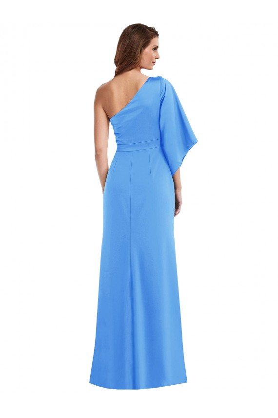 Long Peacock Blue Bell Sleeves Trumpet Semi Formal Evening Dress / Prom Dress / Bridesmaid Dress Canberra