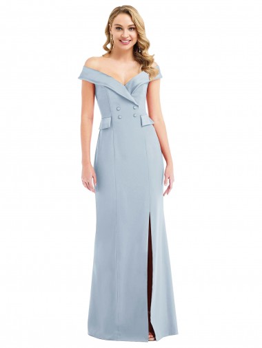 Long Light Sky Blue Sleeveless Trumpet Stretch Crepe Semi Formal Evening Dress / Prom Dress / Bridesmaid Dress Canberra