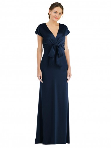 Long Dark Navy Cap Sleeves Trumpet Keyhole Back Formal Evening Gown / Prom Dress / Bridesmaid Dress Canberra