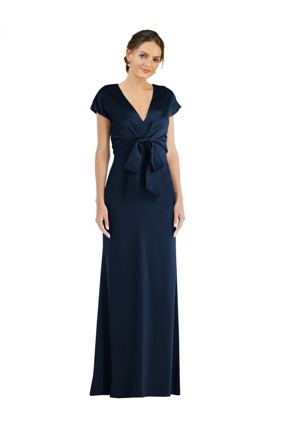 Long Dark Navy Cap Sleeves Trumpet Keyhole Back Formal Evening Gown / Prom Dress / Bridesmaid Dress Canberra