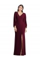 Long Burgundy Gold Puff Sleeves Trumpet Semi Formal Evening Dress / Prom Dress / Bridesmaid Dress Canberra