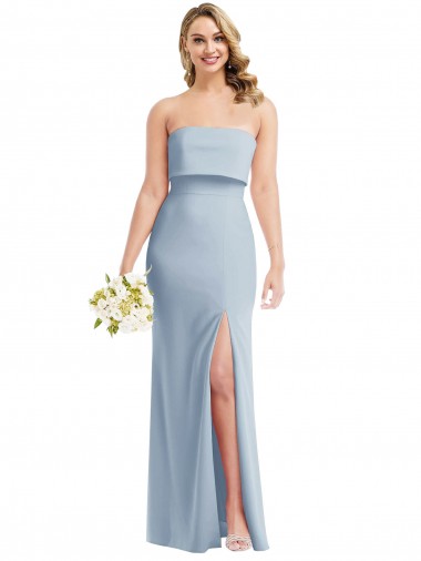 Long Light Sky Blue Sleeveless Trumpet Low Back Semi Formal Evening Dress / Prom Dress / Bridesmaid Dress Canberra