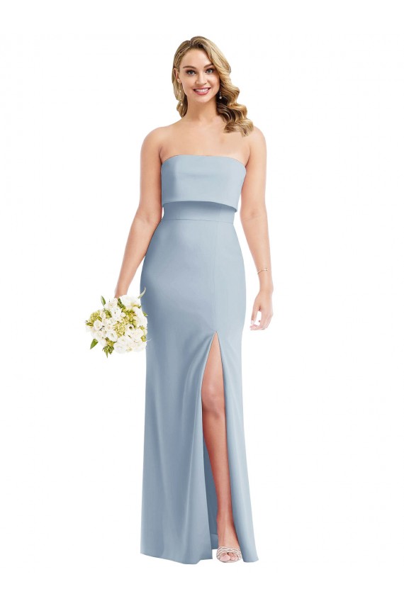 Long Light Sky Blue Sleeveless Trumpet Low Back Semi Formal Evening Dress / Prom Dress / Bridesmaid Dress Canberra