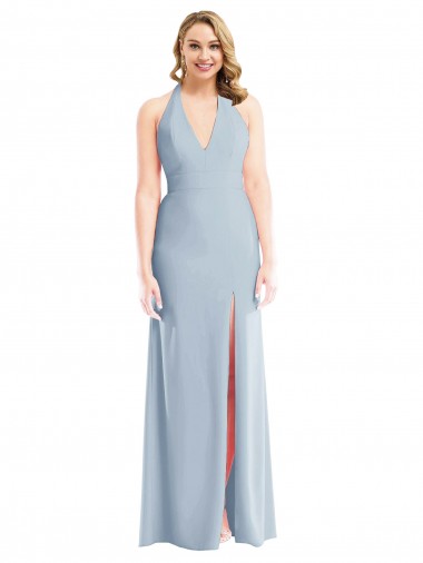 Long Light Sky Blue Sleeveless Trumpet Open Back Bridesmaid Dress / Evening Dress Canberra