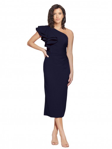 Midi Length Dark Navy Sleeveless Sheath Formal Evening Gown / Prom Dress / Bridesmaid Dress Canberra