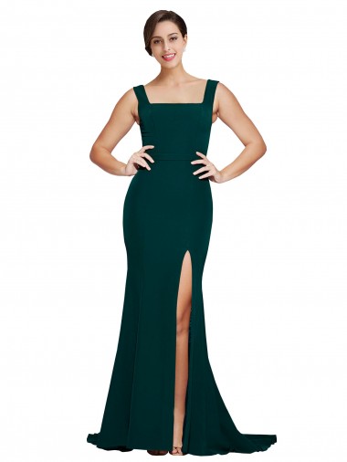 Sweep Train Midnight Green Sleeveless Sheath Semi Formal Evening Dress / Prom Dress / Bridesmaid Dress Canberra