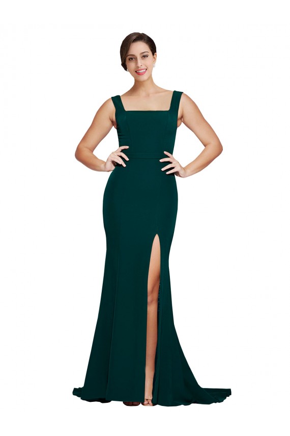 Sweep Train Midnight Green Sleeveless Sheath Semi Formal Evening Dress / Prom Dress / Bridesmaid Dress Canberra